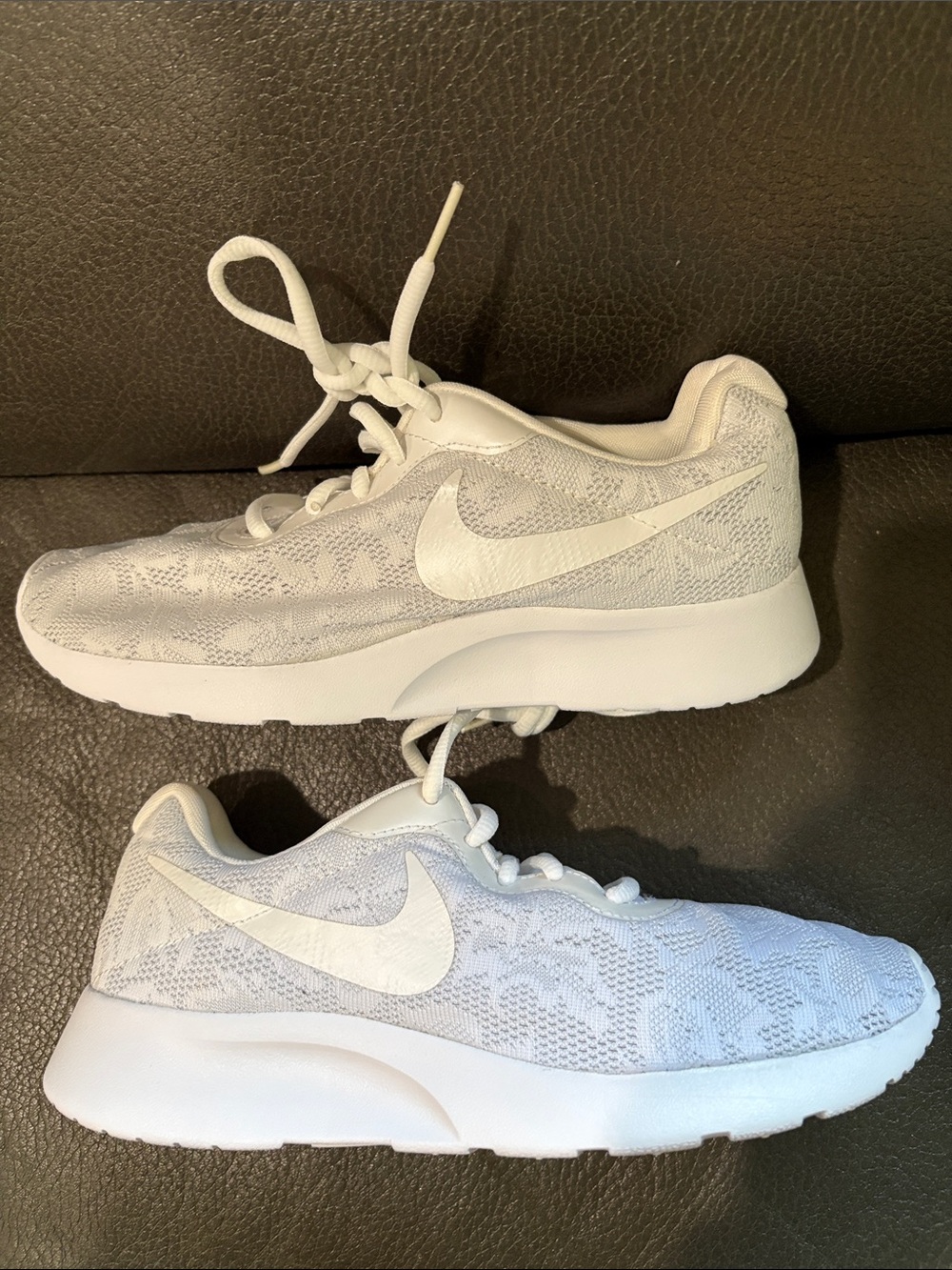 Nike white lace floral sneakers with laces